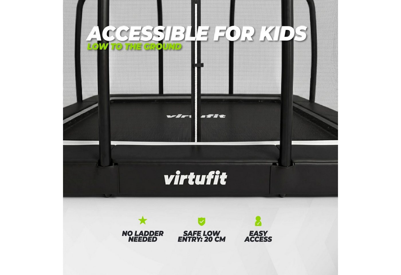 VirtuFit Bodentrampolin VirtuFit Boden Eingebautes Trampolin mit Sicherheitsnetz - 183 x 274 c Bild 2