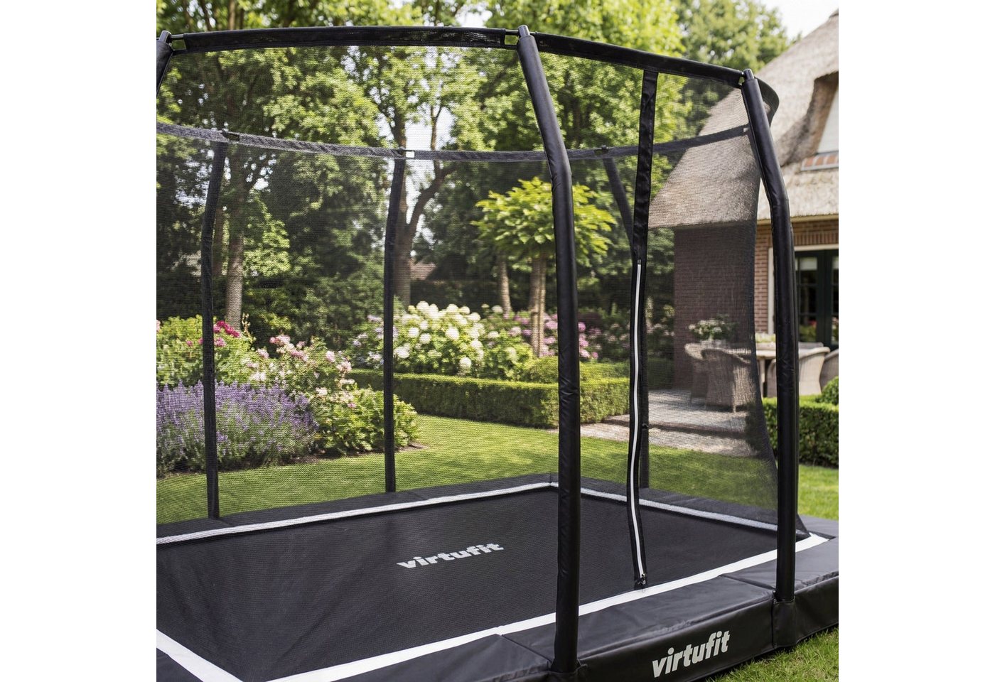 VirtuFit Bodentrampolin VirtuFit Boden Eingebautes Trampolin mit Sicherheitsnetz - 183 x 274 c Bild 4