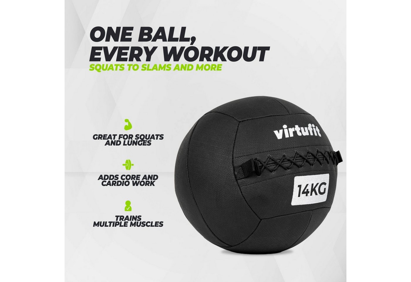 VirtuFit Medizinball VirtuFit Premium Wall Ball Pro 14 kg, 35 cm, griffig, robust Bild 2