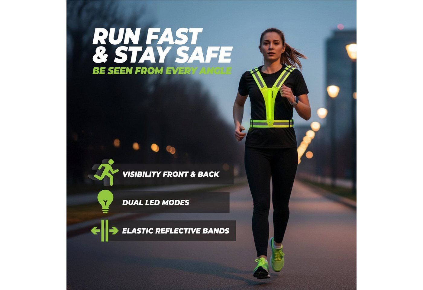 VirtuFit Reflektorband VirtuFit Reflektierende LED-Sicherheitsweste Bild 3