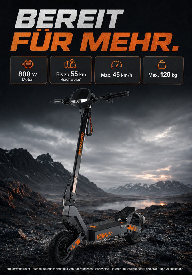 Vankel E-Scooter KuKirin G2 E-Scooter 800W 48V 15.6Ah 55km 45km/h 10 Zoll klappbar, Federgabelung Dualfederung LED Display Scheibenbremse IPX4 Akku Bild 3
