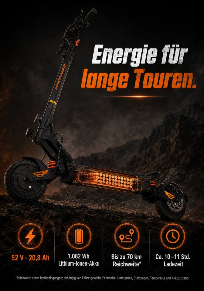 Vankel E-Scooter KuKirin G2 Master E-Scooter 2000W 52V 20.8Ah 70km 60km/h 10 Zoll Bild 2
