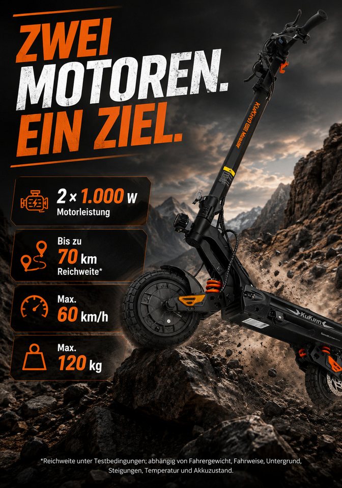 Vankel E-Scooter KuKirin G2 Master E-Scooter 2000W 52V 20.8Ah 70km 60km/h 10 Zoll Bild 3