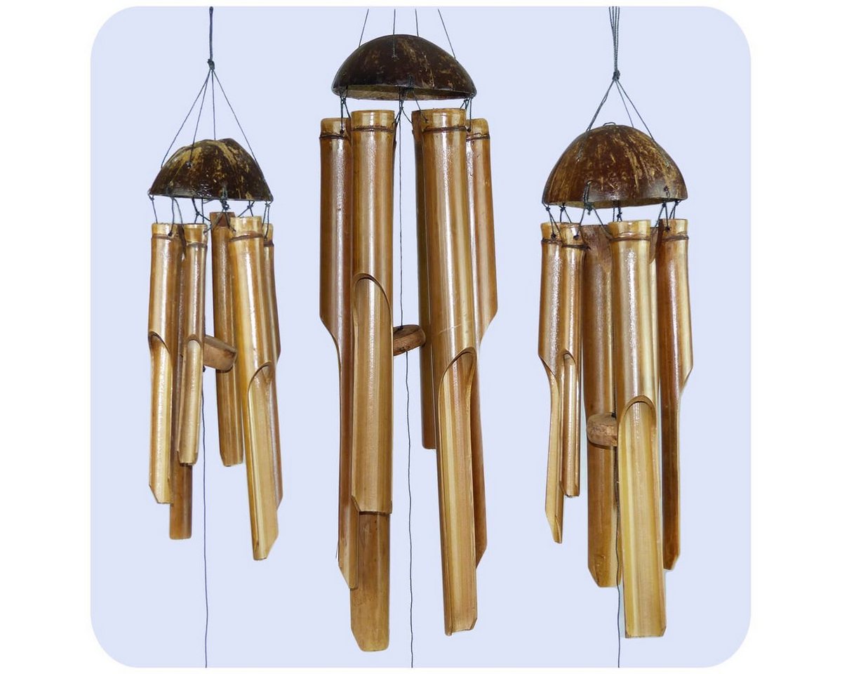 SIMANDRA Windspiel Klangspiel Feng Shui 3er Set Groß, Bambus Mobile 40 cm 60 cm 80 cm Bild 4