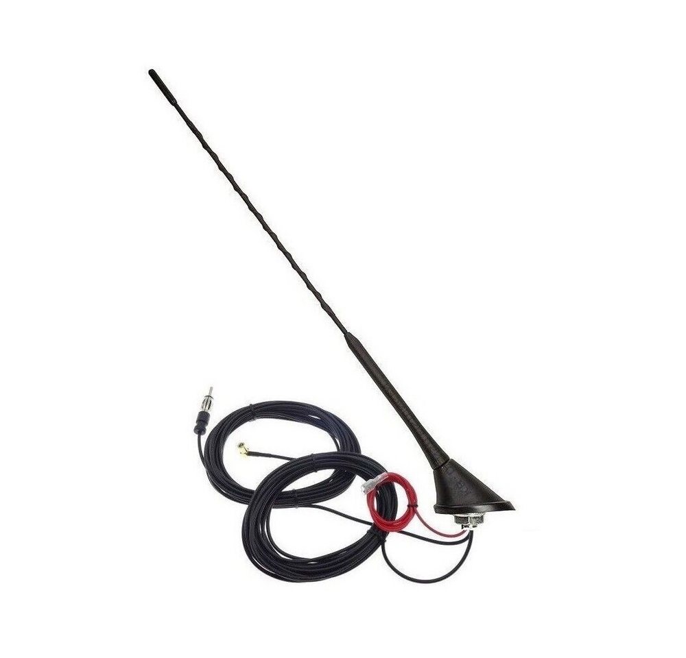 Kummert Business Dachantenne DAB+ Radio AM/FM Antenne 5m Kabel Verstärker 12V DIN SMB Autoradio-Ersatzantennenstab (für Dach)