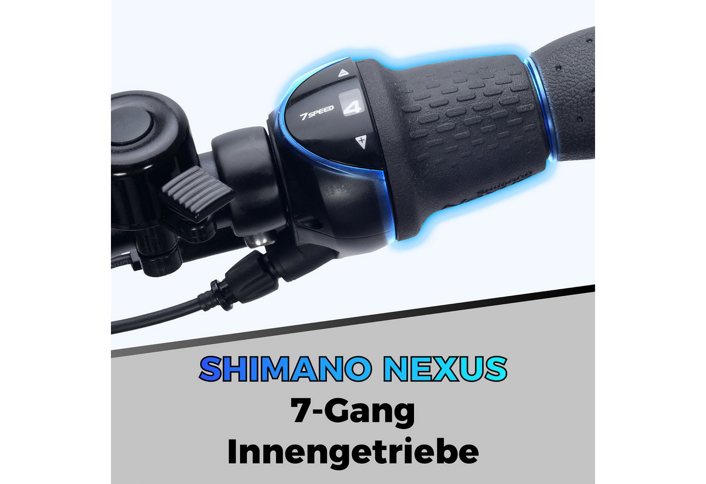 SAXXX E-Bike Cityrad 28 Zoll, max.90km, Federsattelstütze, Federgabel mit Lockout, V-Bremse, 7 Gang Shimano NEXUS Schaltwerk, Nabenschaltung, Frontmotor, 418 Wh, 5 Stufen, max. 130 kg, Pedelec, Elektrofahrrad für Damen und Herren Bild 3