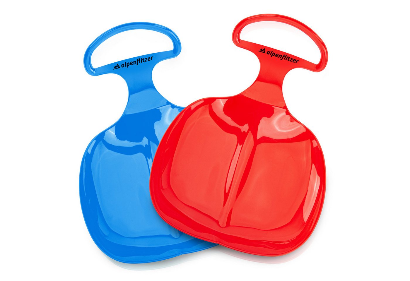 Alpenflitzer Schneerutscher ALPENFLITZER 2er Set Kinder Snow Sled-Poporutscher Schlitten mit Griff (Schlitten mit Griff, Schneerutscher Bob), 2er Set blau & rot Bild 5
