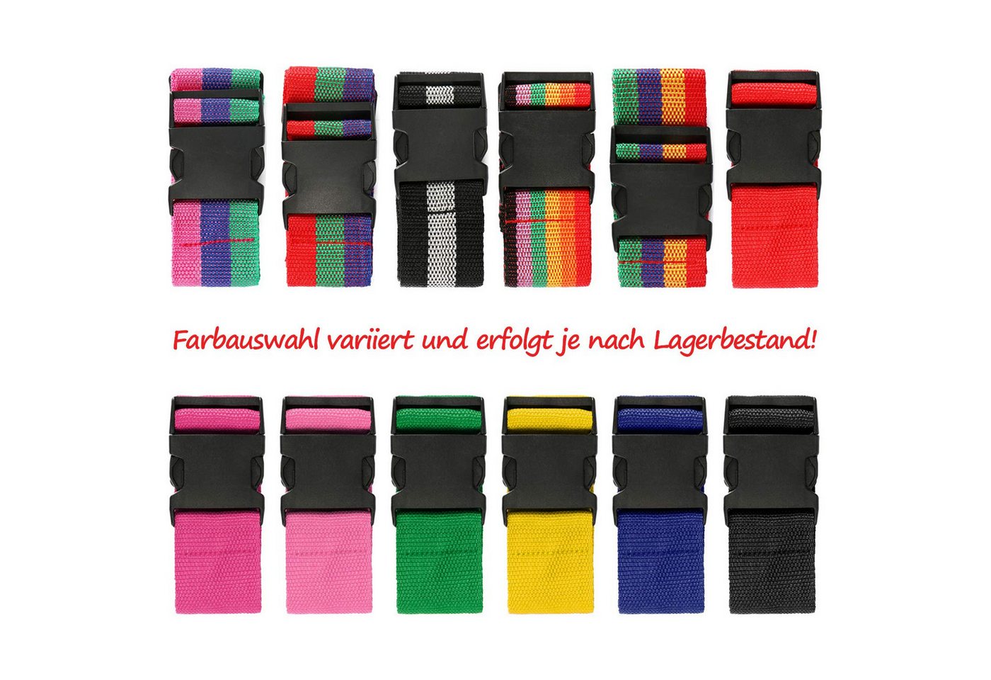 com-four Koffergurt Koffergurt mit robustem Verschluss, Längenverstellbares Kofferband, (2-tlg), Gepäckgurt in verschiedenen Farben Bild 4