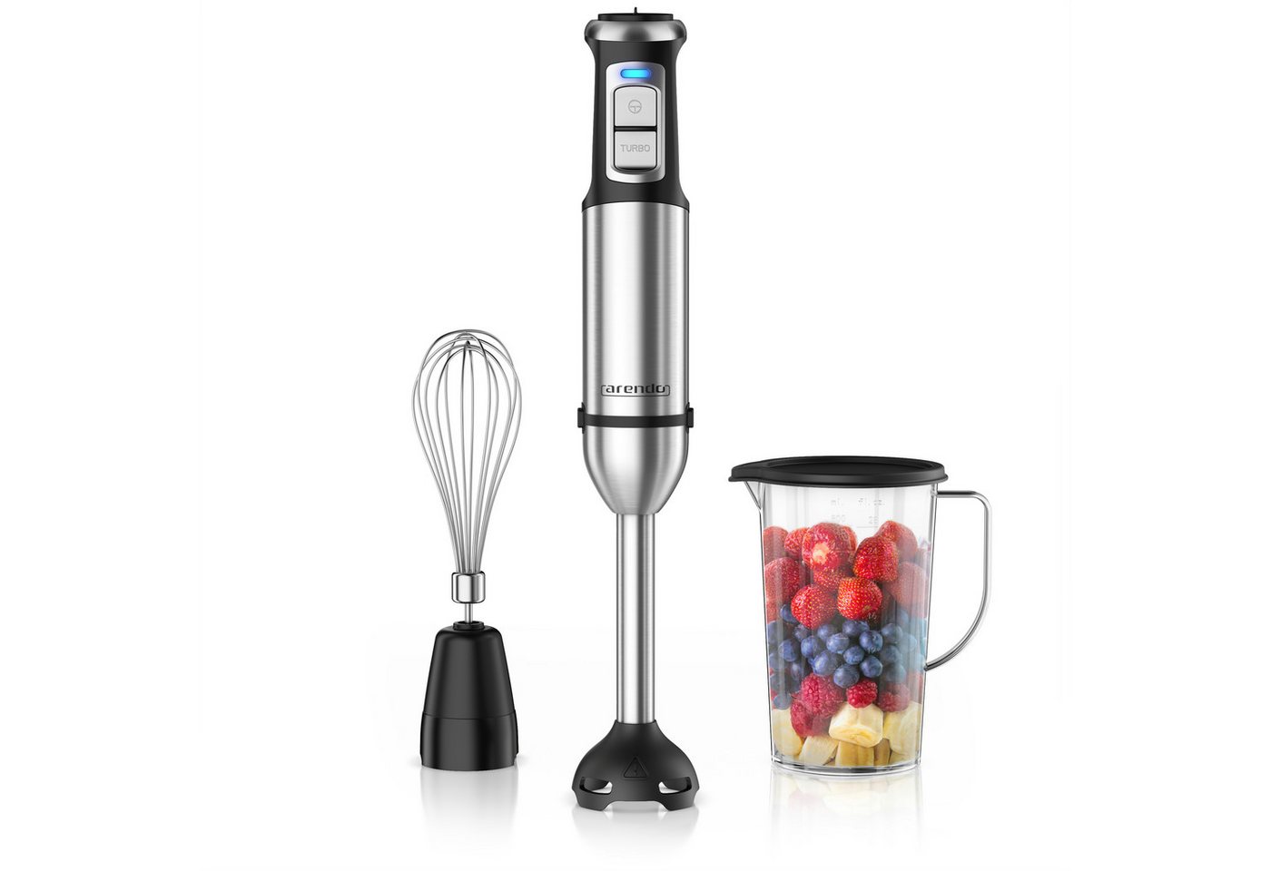 Arendo Stabmixer Set 2000 Watt, stufenlose Regelung, Edelstahl Pürierstab, Handmixer, 2000 W, Turbotaste, Abnehmbarer Mixfuß, DC-Motor, ergonomischer Griff Bild 3
