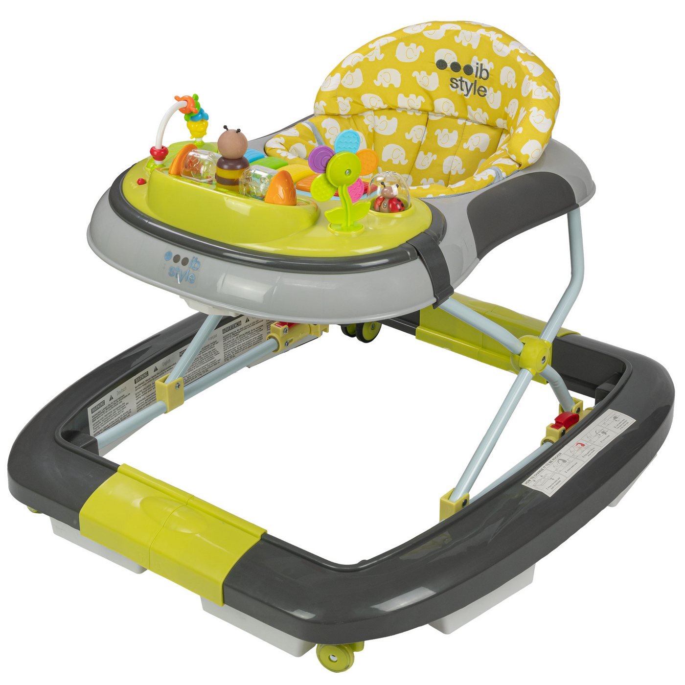 ib style Lauflernhilfe Little World Babywalker Lemon Grey, Lauflernwagen mit Schaukelfunktion & elektronischem Spielelement Bild 2