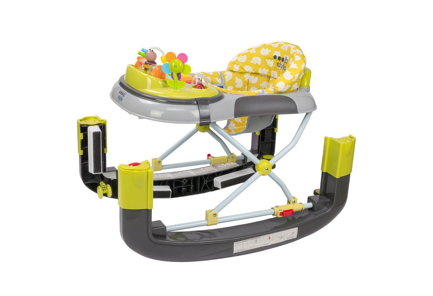ib style Lauflernhilfe Little World Babywalker Lemon Grey, Lauflernwagen mit Schaukelfunktion & elektronischem Spielelement Bild 3