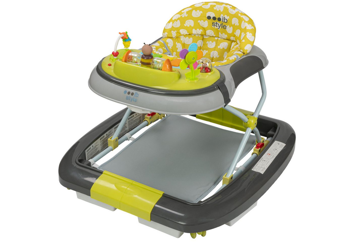 ib style Lauflernhilfe Little World Babywalker Lemon Grey, Lauflernwagen mit Schaukelfunktion & elektronischem Spielelement Bild 5
