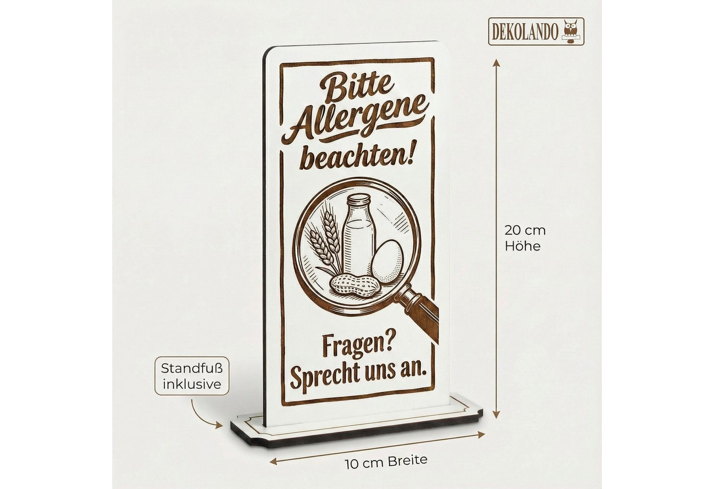 Dekolando Hinweisschild Aufsteller Schild „Bitte Allergene beachten! Fragen? Sprecht uns an. Bild 3