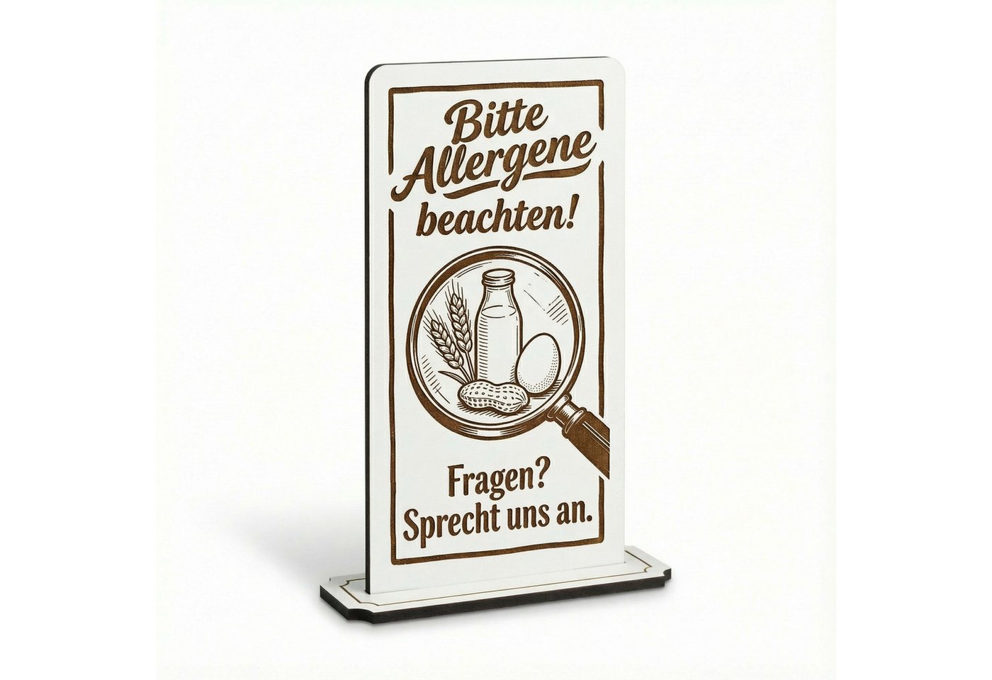 Dekolando Hinweisschild Aufsteller Schild „Bitte Allergene beachten! Fragen? Sprecht uns an. Bild 4