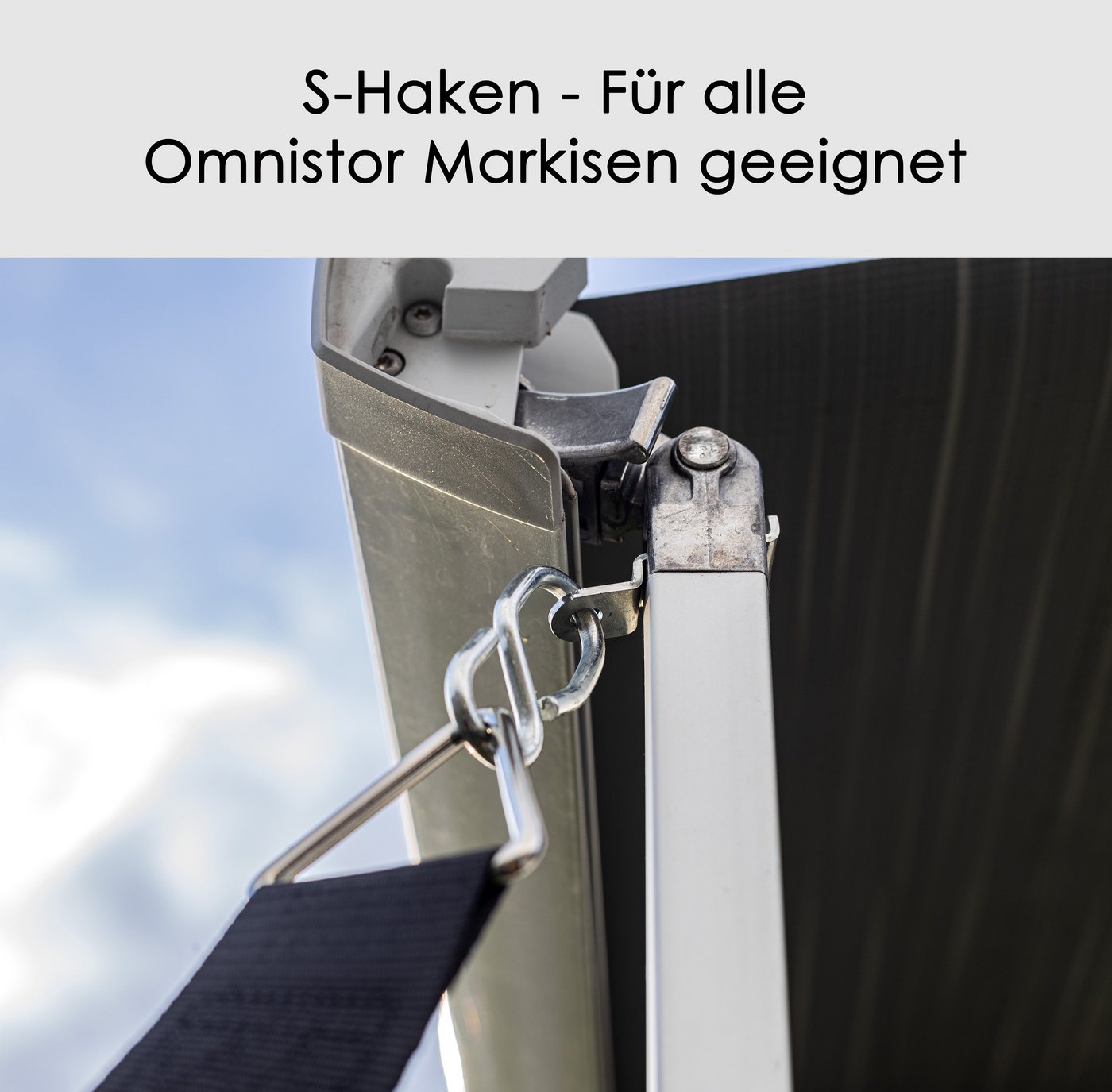 HomeBee Markisenvorzelt Sturmband Markise Set, Personen: 10 (Praktisches Sicherungsset, 8 tlg., 2 Erdanker, 2 Spanngurte, 2 Federn), Speziell für Thule Omnistor Vorzelte & Markisen Bild 3