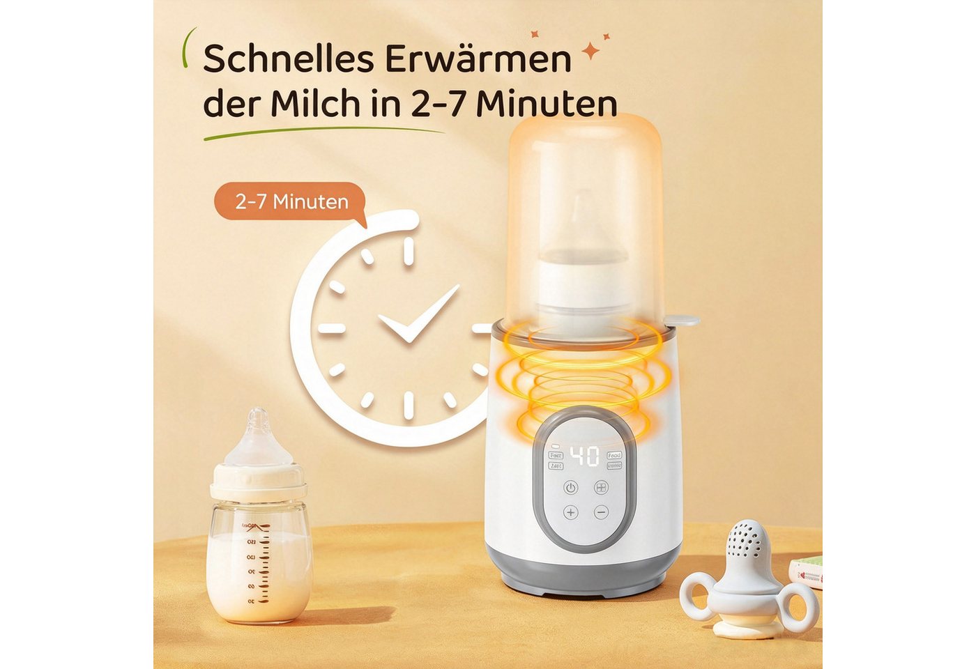 i@home Babyflaschenwärmer grau mit Netzstecker, Kompatibel mit allen Babyflaschen Bild 3