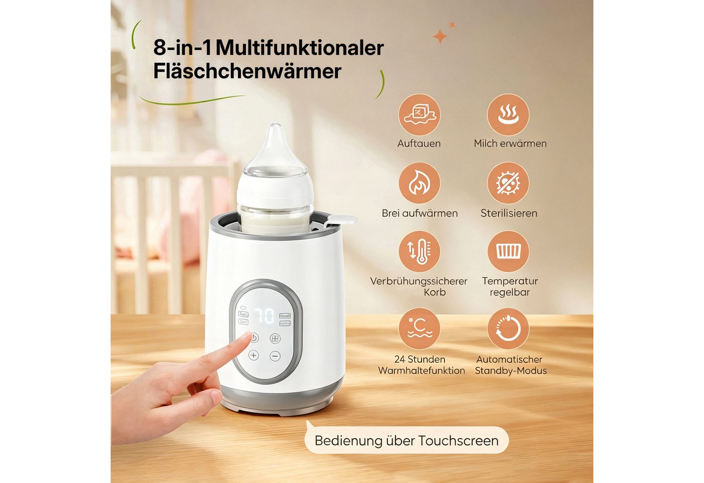 i@home Babyflaschenwärmer grau mit Netzstecker, Kompatibel mit allen Babyflaschen Bild 5