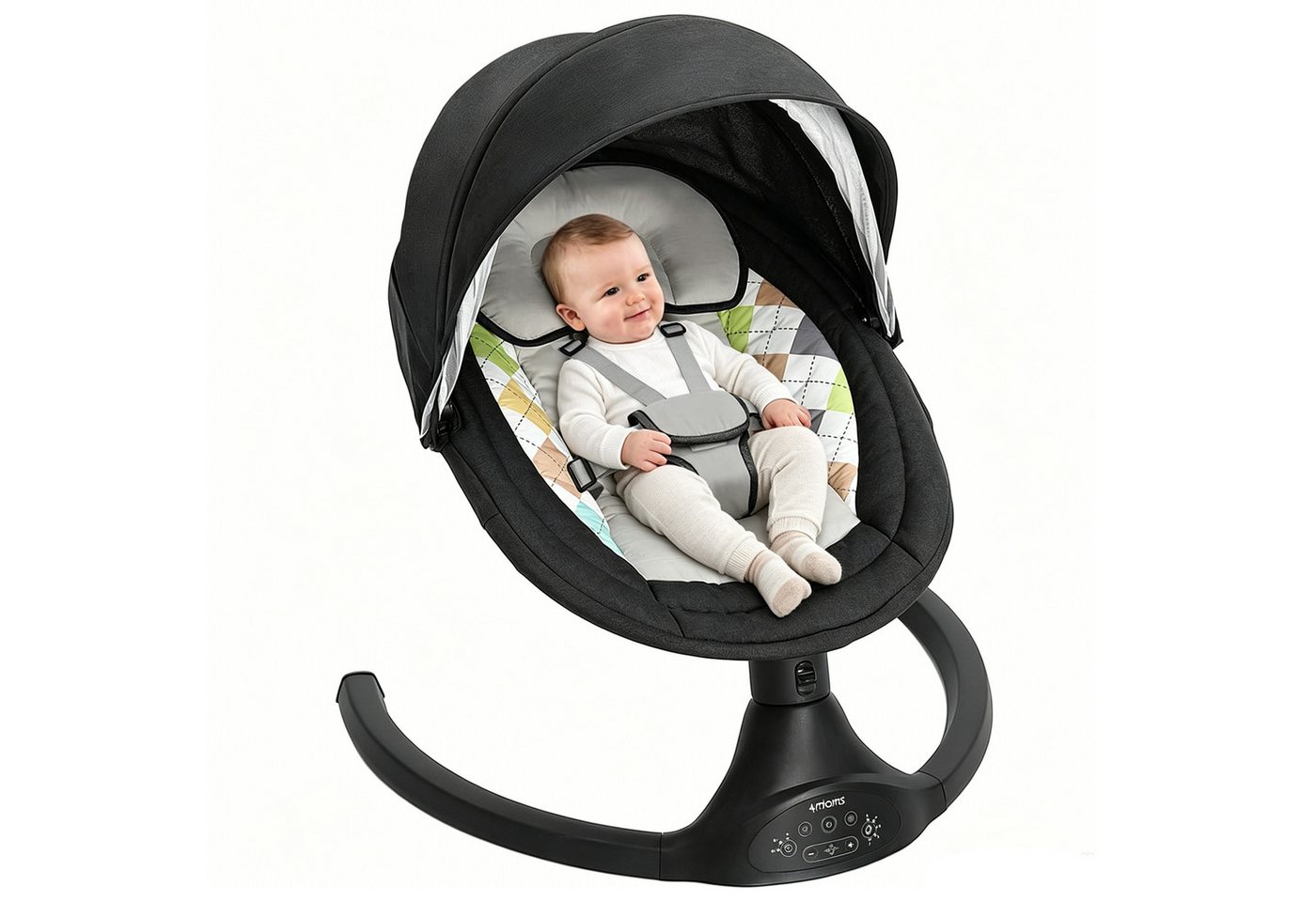 AUDEW Babywippe elektrisch Babyschaukel 5 Gang Schaukelstuhl, mit Fernbedienung, bluetooth Musik, Moskitonetz und 2 x Spielzeug Bild 5