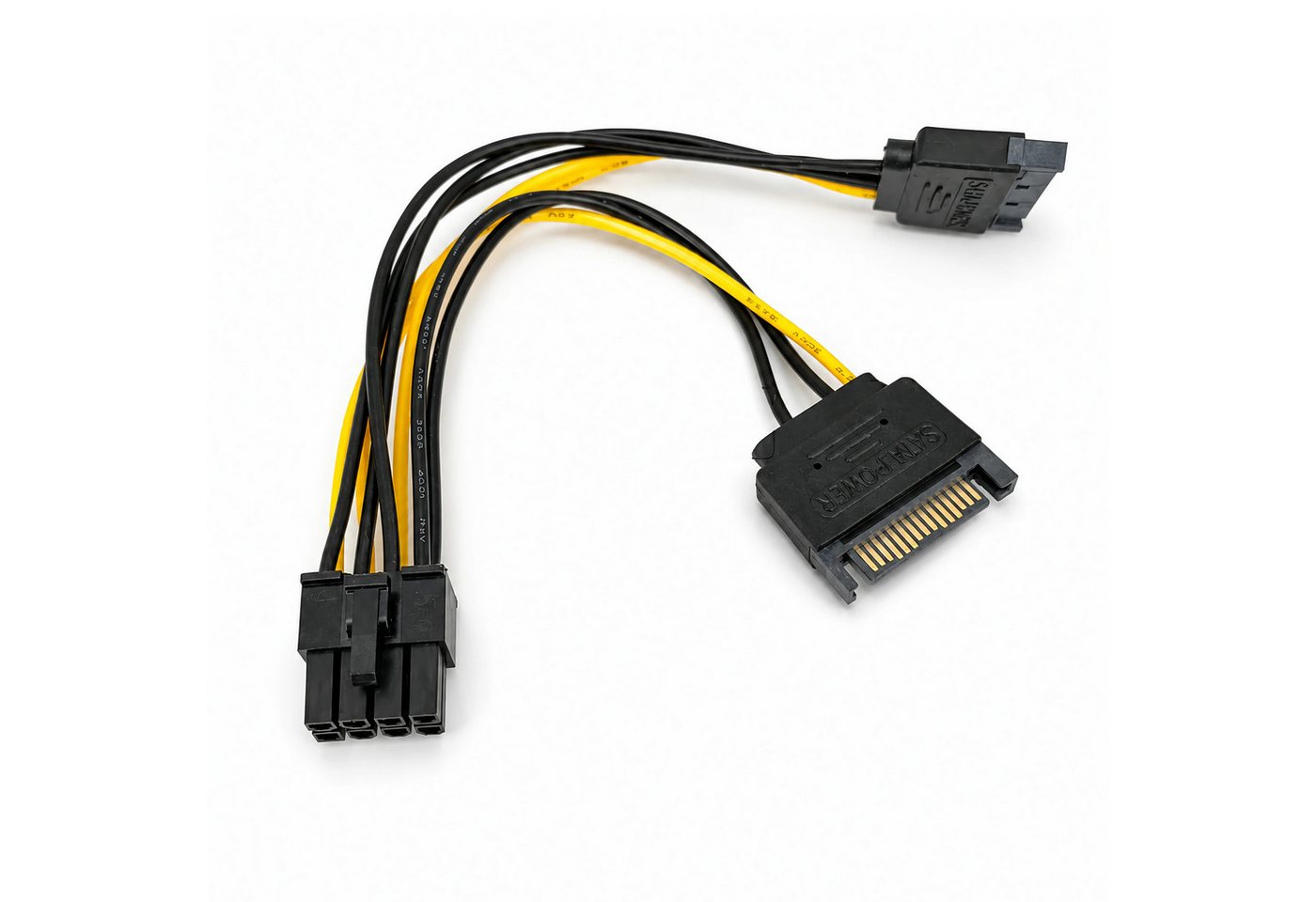Bolwins R37 SATA auf PCIe 8-Pin Adapterkabel für Grafikkarten 2x SATA 18cm Stromkabel, 2x SATA 15-Pin Stecker, 1x PCIe 8-Pin Stecker (18 cm), 2x SATA auf PCIe 8-Pin, 18cm Kabel, stabile Stromversorgung, Plug&Play Bild 5