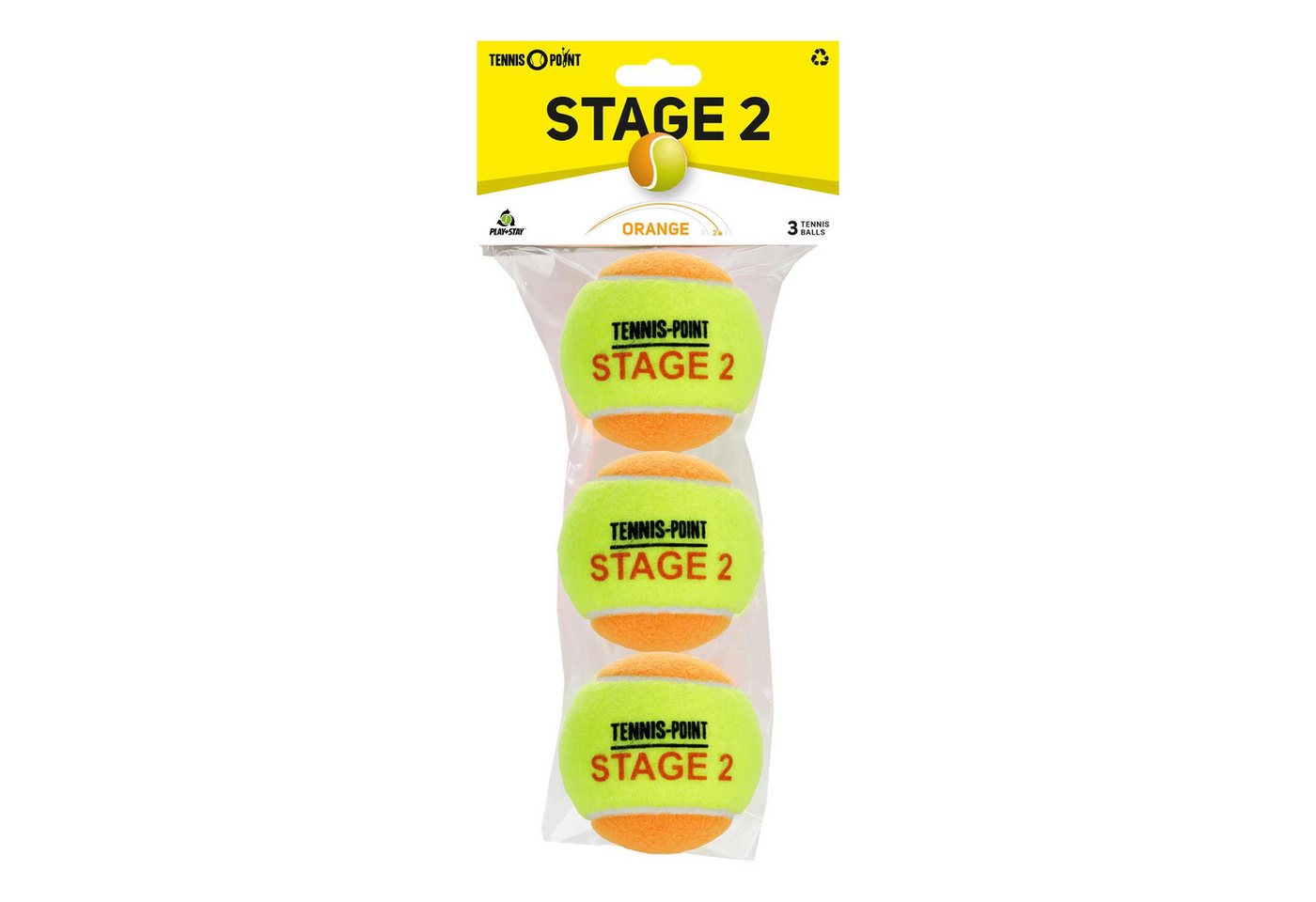 Tennis-Point Tennisball TP Stage 2 - 3 Tennisbälle - Play and Stay Ball - (3er Beutel)