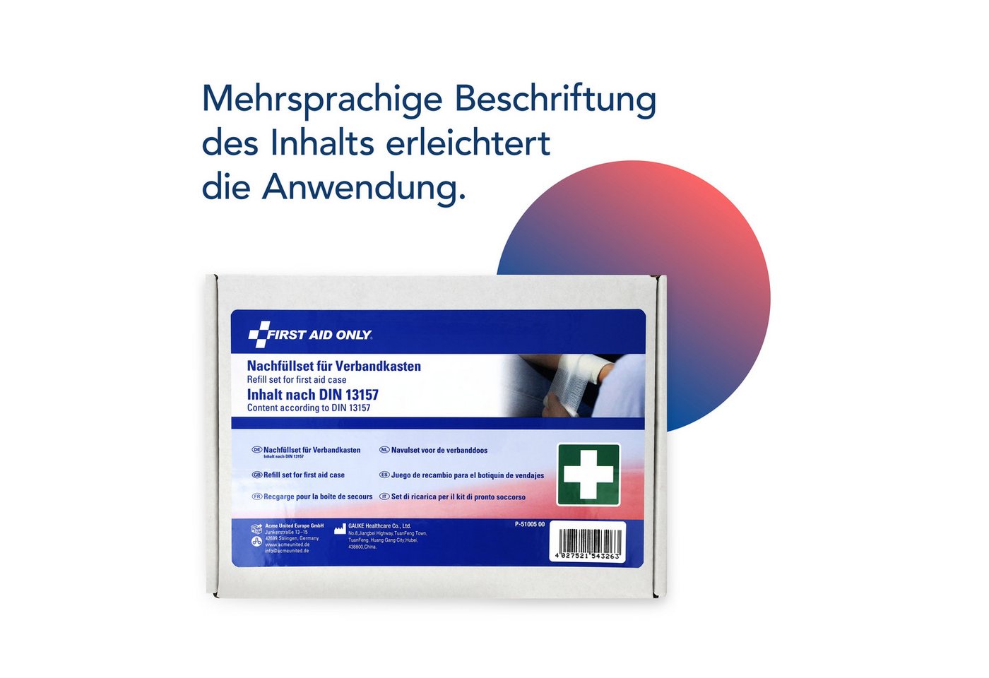 FIRST AID ONLY® Erste-Hilfe-Set Nachfüllset DIN 13157 für Verbandskasten und Erste Hilfe Koffer, 65-teiliges Set gefüllt nach DIN 13157:2021 Bild 3