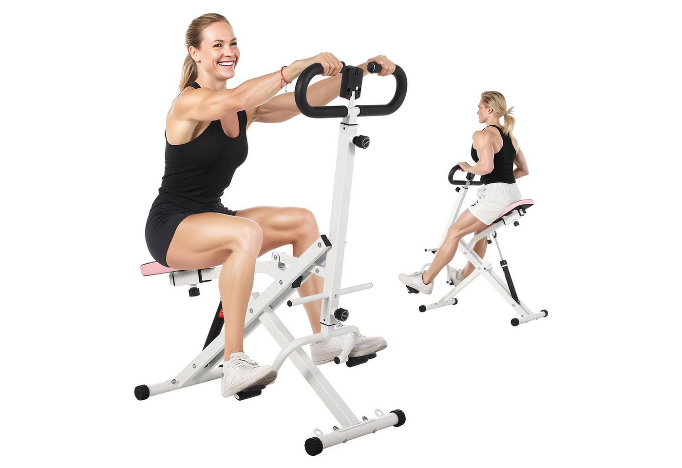GarveeMore Bauchtrainer Fitnessgerät für zuhause, bauch abnehmend, multifunktional, klappbar, 12 Widerstandsstufen, LCD-Monitor, 160 kg Traglast