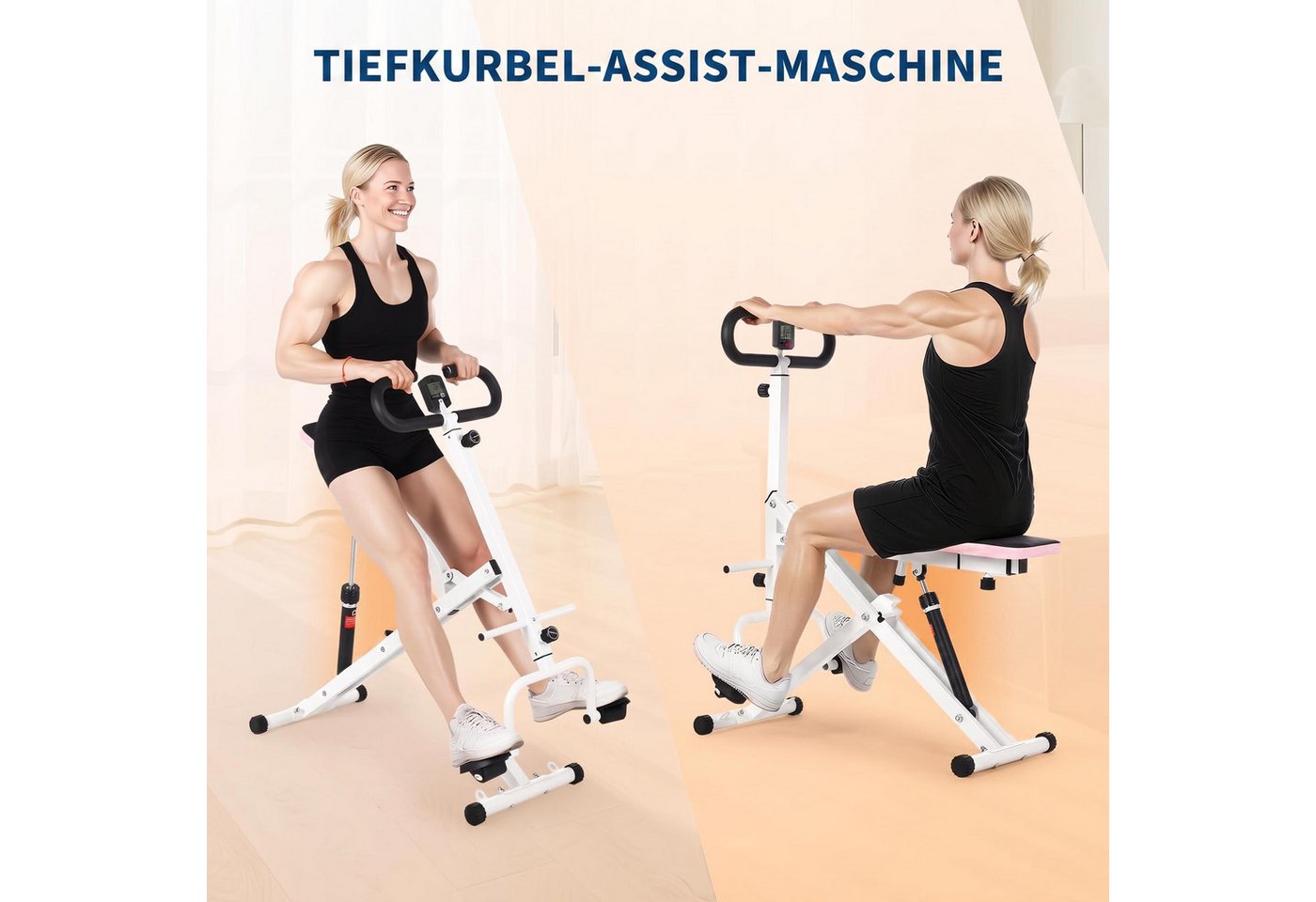 GarveeMore Bauchtrainer Fitnessgerät für zuhause, bauch abnehmend, multifunktional, klappbar, 12 Widerstandsstufen, LCD-Monitor, 160 kg Traglast Bild 2