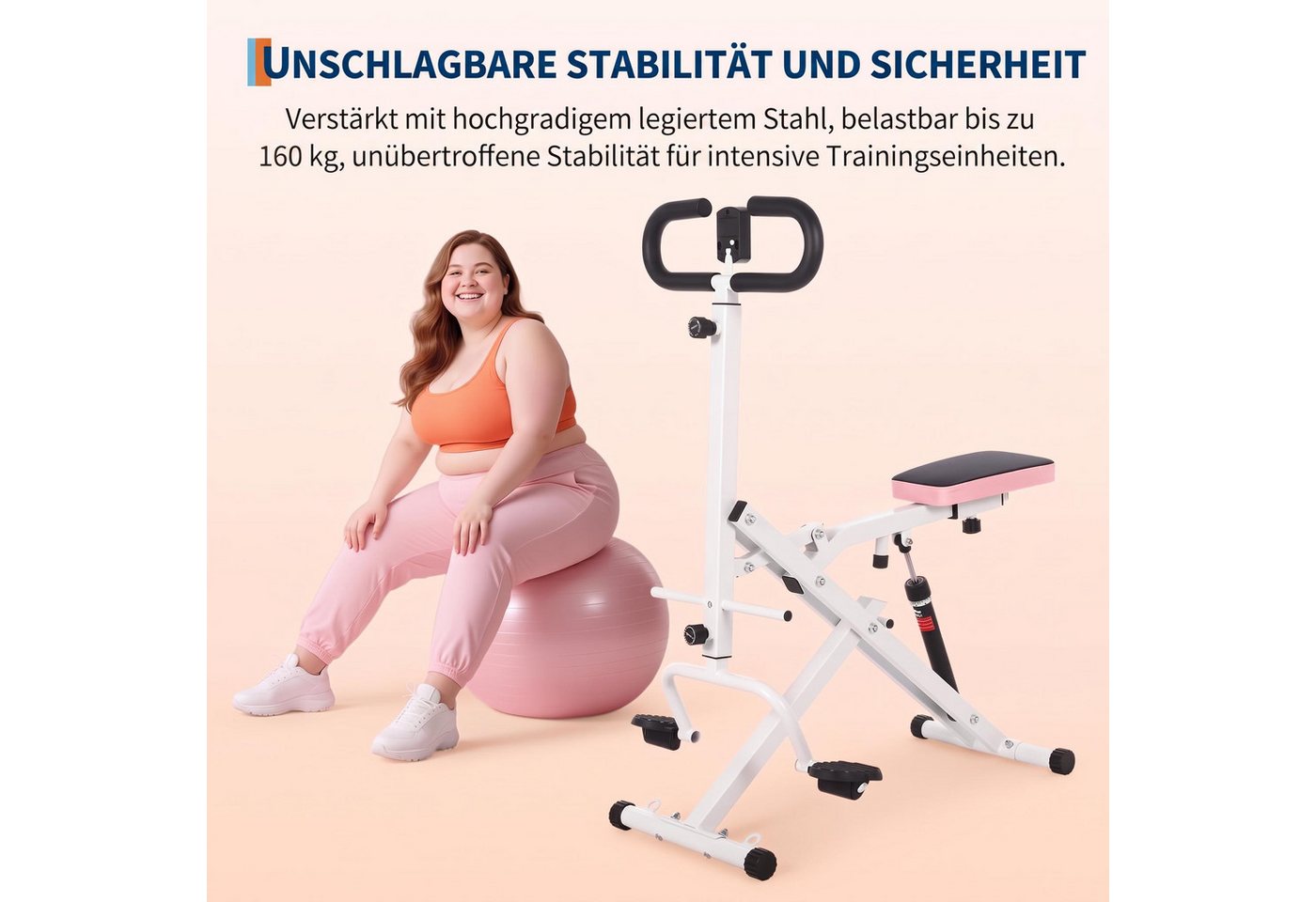 GarveeMore Bauchtrainer Fitnessgerät für zuhause, bauch abnehmend, multifunktional, klappbar, 12 Widerstandsstufen, LCD-Monitor, 160 kg Traglast Bild 3
