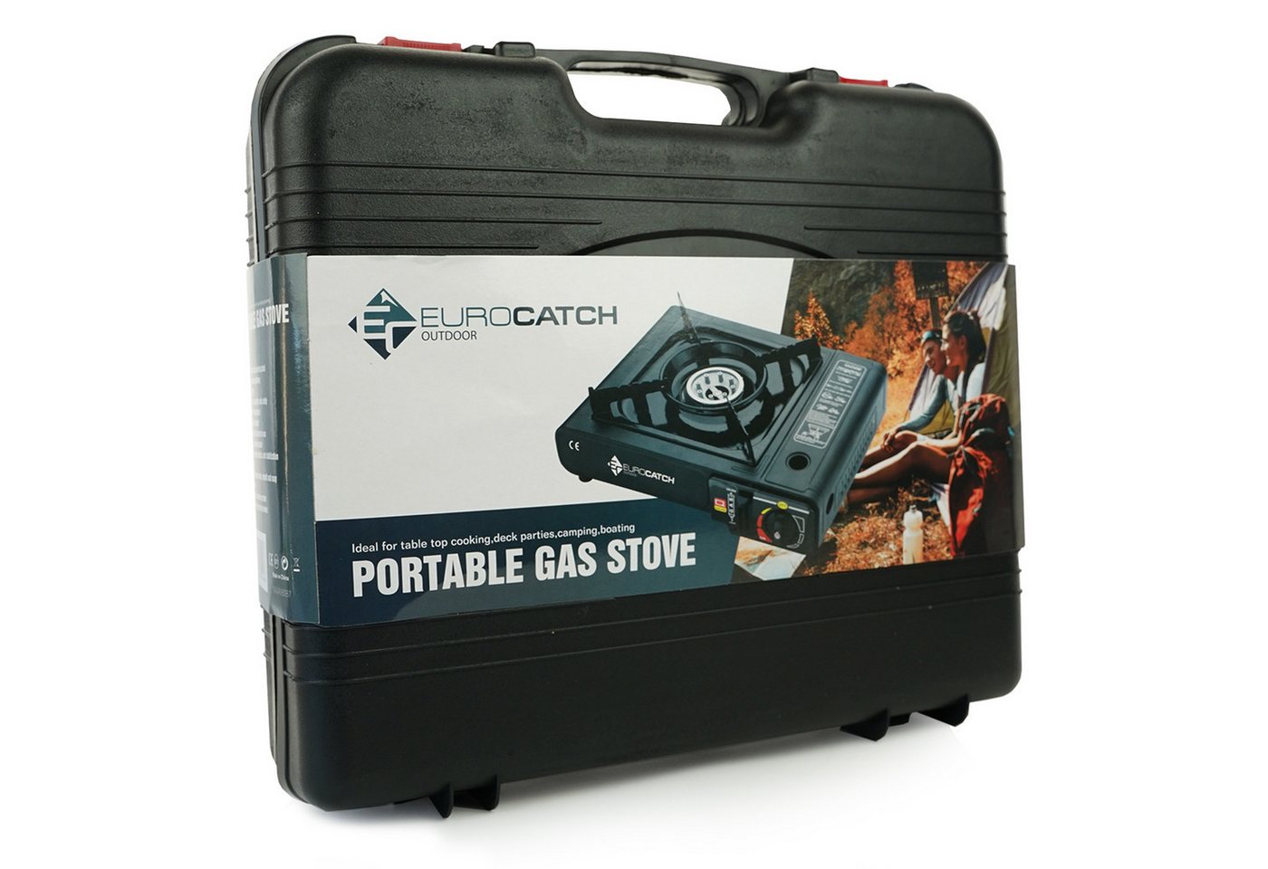 Eurocatch Fishing Gaskocher Eurocatch Camping-Gaskocher, (Set, 8-St., Gaskocher mit 8 Gaskartuschen und Transportkoffer), kompakt, integriertes Kartuschenfach, ohne Batterien verwendbar