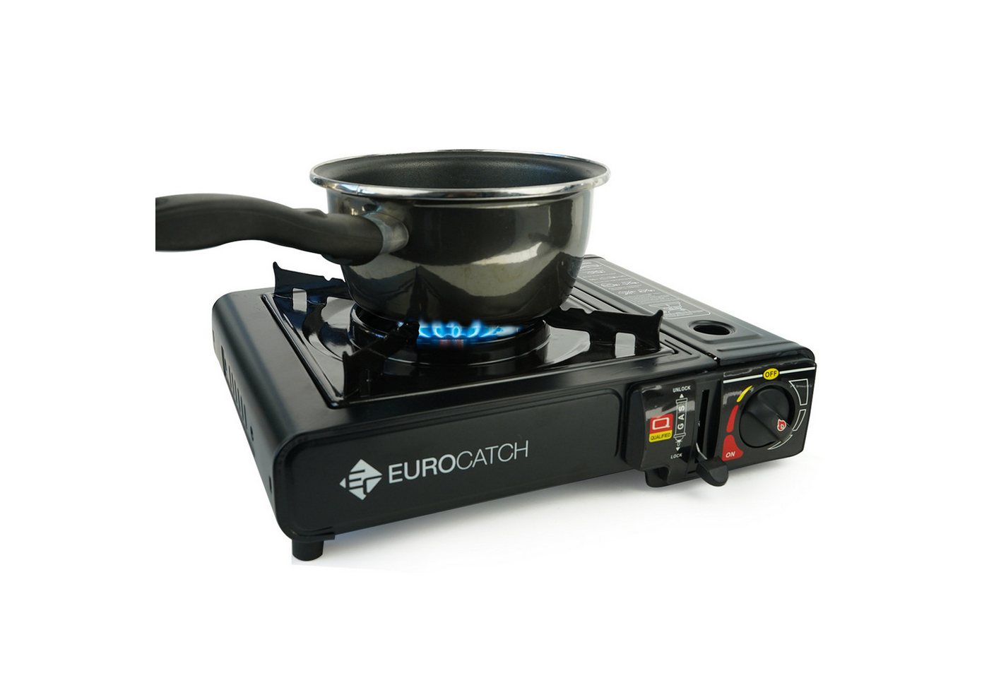 Eurocatch Fishing Gaskocher Eurocatch Camping-Gaskocher, (Set, 8-St., Gaskocher mit 8 Gaskartuschen und Transportkoffer), kompakt, integriertes Kartuschenfach, ohne Batterien verwendbar Bild 4