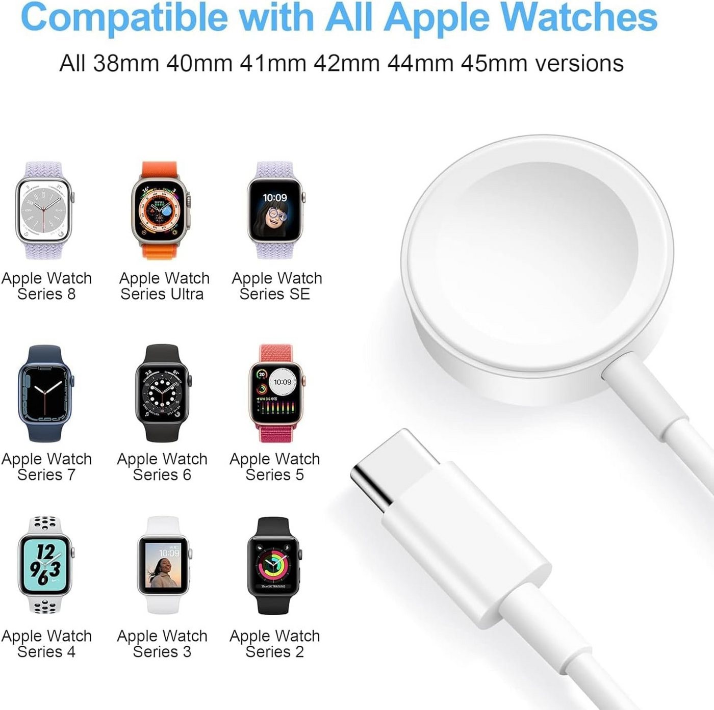 Widmann-Shop Ladestation für Apple Watch Ladekabel Ladegerät Magnetisch auf USB‑C Schnelllade-Gerät (Ladegerät für Apple Watch) Bild 2