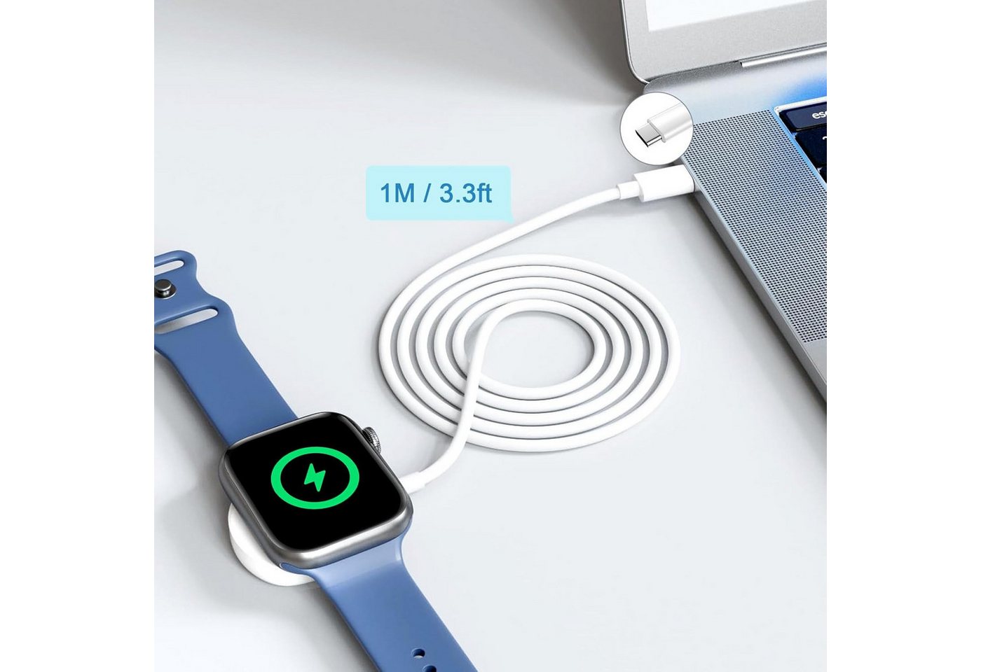 Widmann-Shop Ladestation für Apple Watch Ladekabel Ladegerät Magnetisch auf USB‑C Schnelllade-Gerät (Ladegerät für Apple Watch) Bild 5