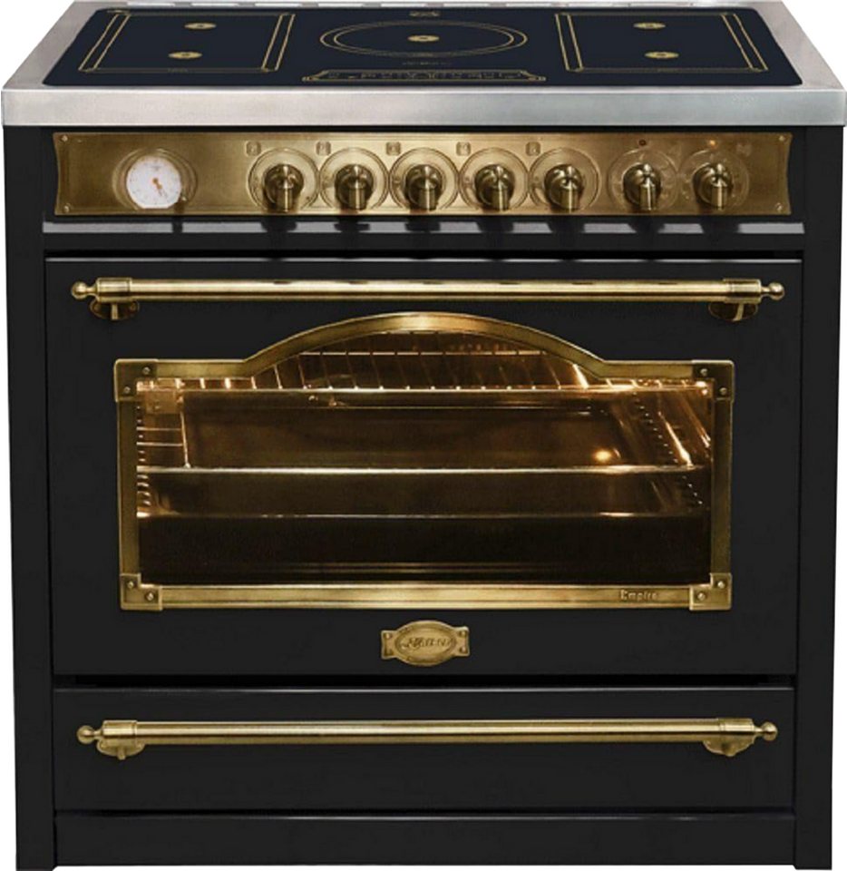 Kaiser Küchengeräte Induktions-Standherd 90 cm Retro Herd mit Induktionskochfeld FREE ZONE Slider Touch Control HC 93655 IEm., mit 1-fach-Teleskopauszug, Katalytische Selbstreinigung, 115 L Backofen, Drehspieß mit Motor Bild 4