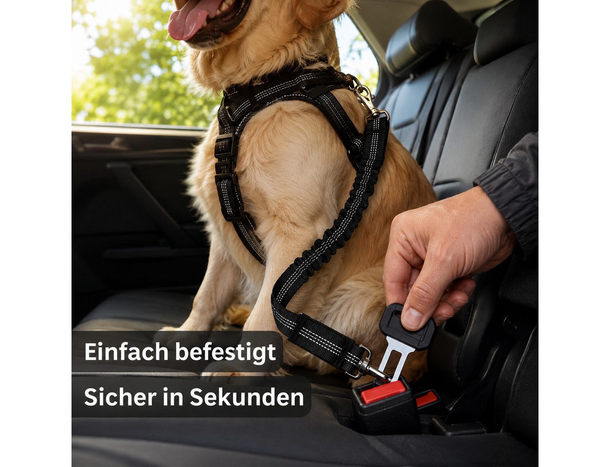 ibettertec Hundegurt fürs Auto, Anschnallgurt, Hundesicherheitsgeschirr Kinder-Sicherheitsgurt (Haustiersicherheitsgurt-Set, 2-tlg., 2 Stück im Set), verstellbar, elastische Ruckdämpfung, stabiler Karabiner Bild 2