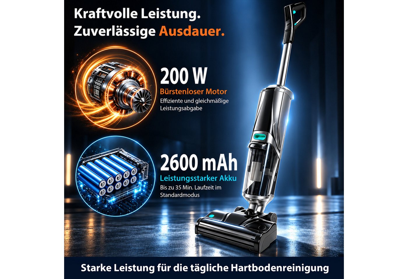 Grenintol Nass-Trocken-Akkusauger D2, Nass Trockensauger,intelligent Selbstreinigung Trocknung, 200 W, beutellos, Elektrolyse, automatische Trocknung und beidseitige Kantenreinigung Bild 5