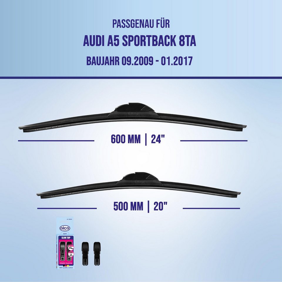 alca Scheibenwischblätter passend für AUDI A5 Sportback, 09.2009 - 01.2017, Frontscheibe, (Packung, 2-St., Scheibenwischer), mit Nano Graphit Beschichtung Bild 3