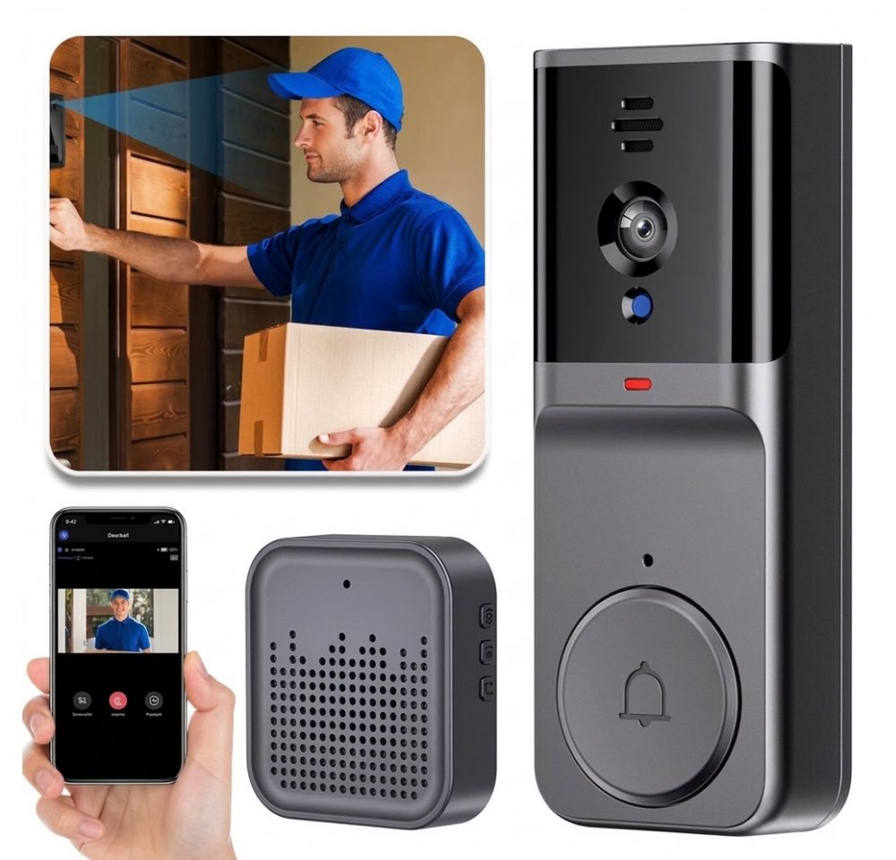 Athlix Smart Home Türklingel Kabellose intelligente WLAN-Video-Türklingel mit Gegensprechfunktion (Wohnungseingang, Gartentor, Haustür, Außenbereiche, Büro, Hohe Wetterbeständigkeit, Schnelle und saubere Installation) Bild 2