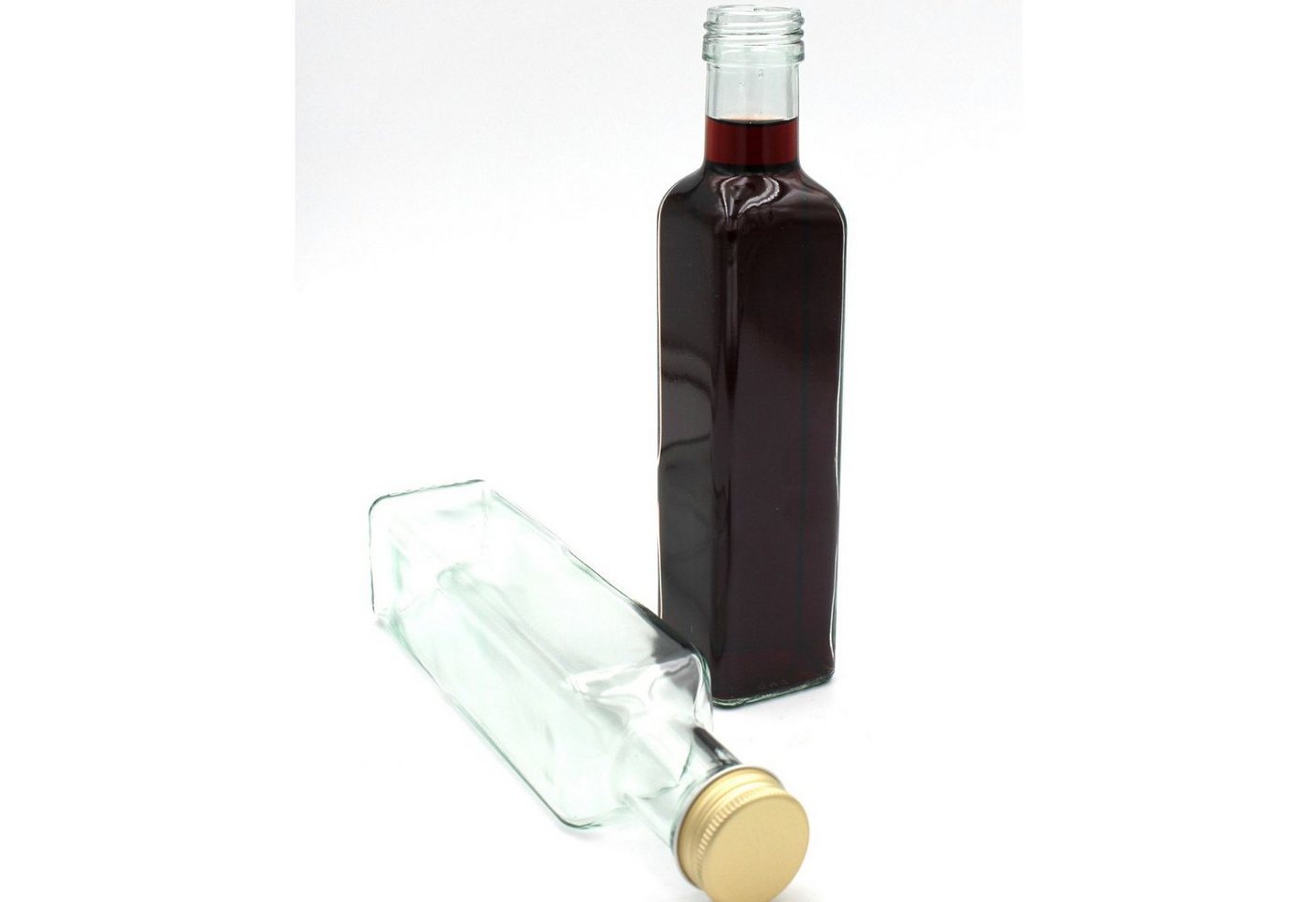 gouveo Trinkflasche Glasflaschen 250 ml Maraska mit Schraub-Deckel - Leere Likörflasche, 24er Set, goldfarben Bild 4