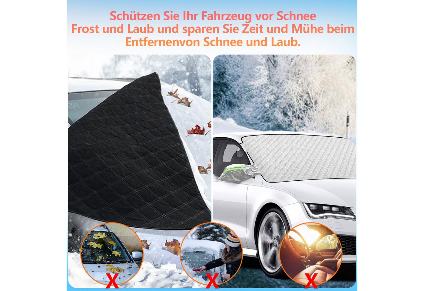 Clanmacy Frontscheibenabdeckung Scheibenabdeckung Auto Magnetische Windschutzscheiben Frostschutz, (1-St) Bild 3