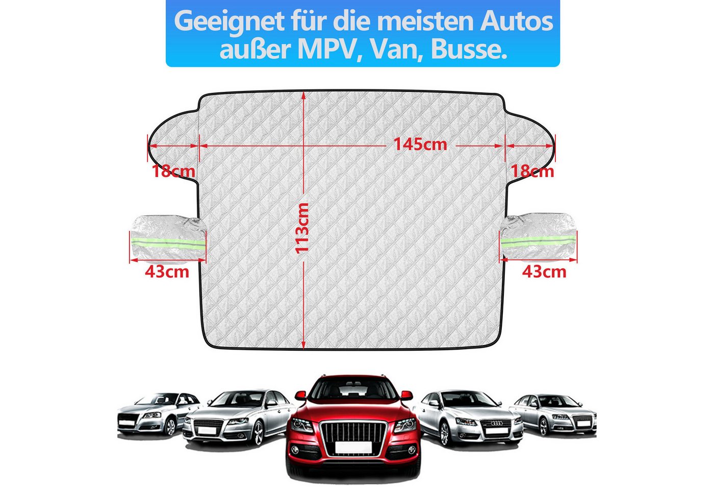 Clanmacy Frontscheibenabdeckung Scheibenabdeckung Auto Magnetische Windschutzscheiben Frostschutz, (1-St) Bild 5