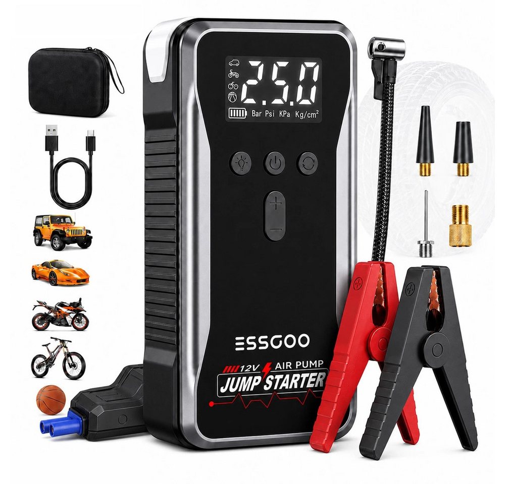 ESSGOO 5000A Auto Starthilfe 18000mAh Batterie Booster Luftpumpe Autobatterie-Ladegerät (18000 mAh, LED-Leuchte, 9,0L Benzin Oder 8,5L Diesel, -20°C bis 60°C) Bild 4