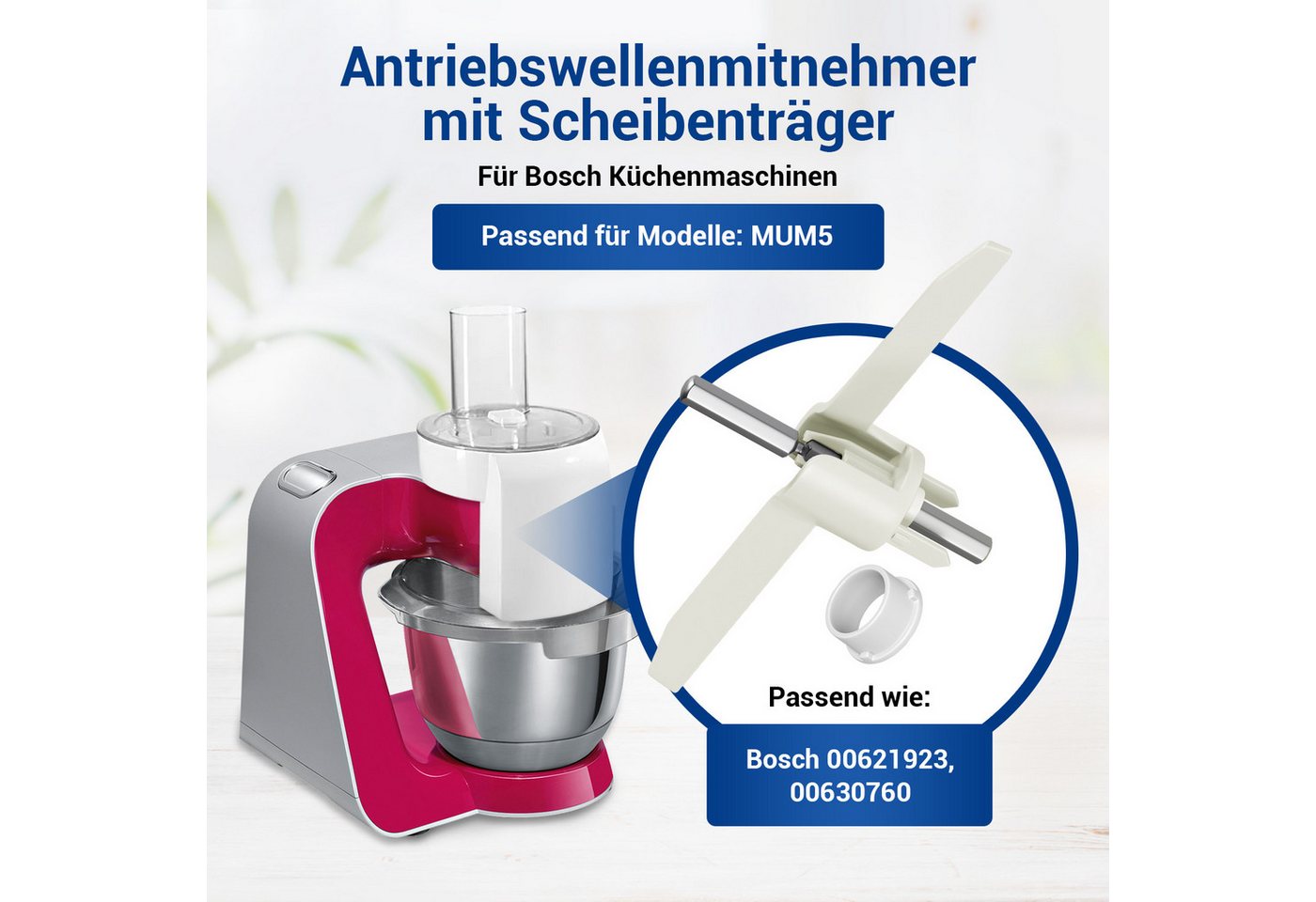 VIOKS Durchlaufschnitzler Mitnehmer Ersatz für Bosch 00630760, für Küchenmaschine Bild 2