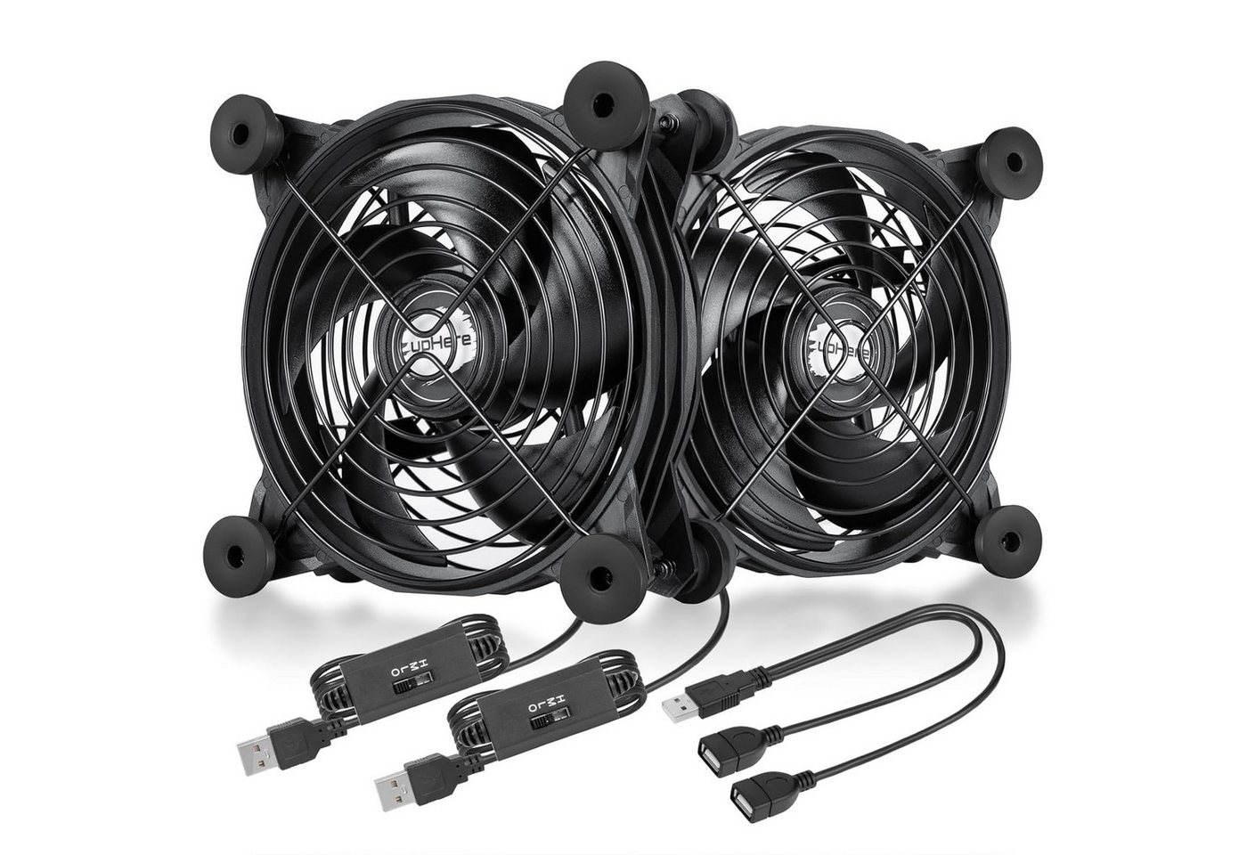 FELIXLEO Akku-Ventilator USB Lüfter PC 120mm Multi Speed mit Metallgrill Desktop Bild 2