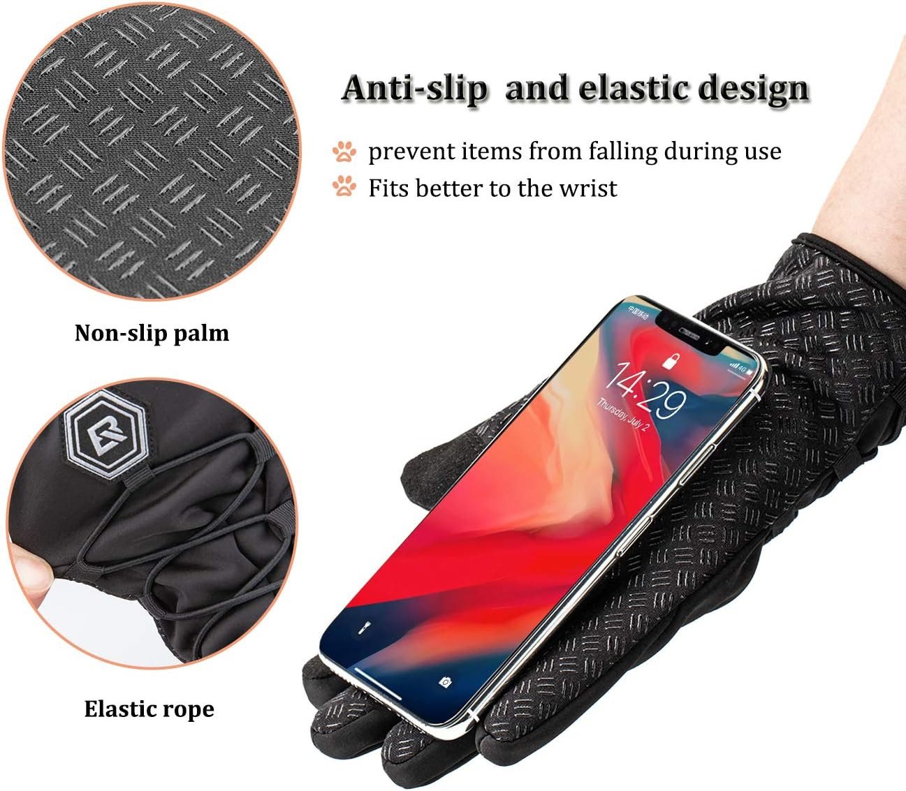 ROCKBROS Fahrradhandschuhe Winter Handschuhe Herren Touchscreen Warme Arbeitshandschuhe Winddichte Laufhandschuhe Bild 2