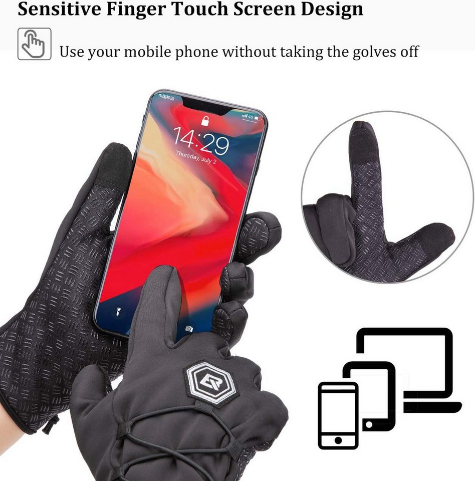 ROCKBROS Fahrradhandschuhe Winter Handschuhe Herren Touchscreen Warme Arbeitshandschuhe Winddichte Laufhandschuhe Bild 4