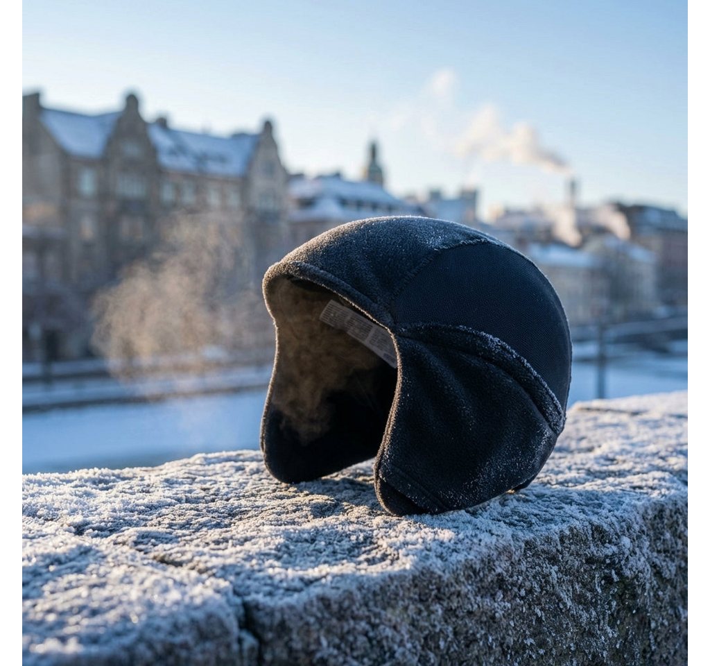 ABUS Fahrradhelm ABUS Winter Kit Helmmütze schwarz, Größe M, Vliesmütze mit Ohrenschutz