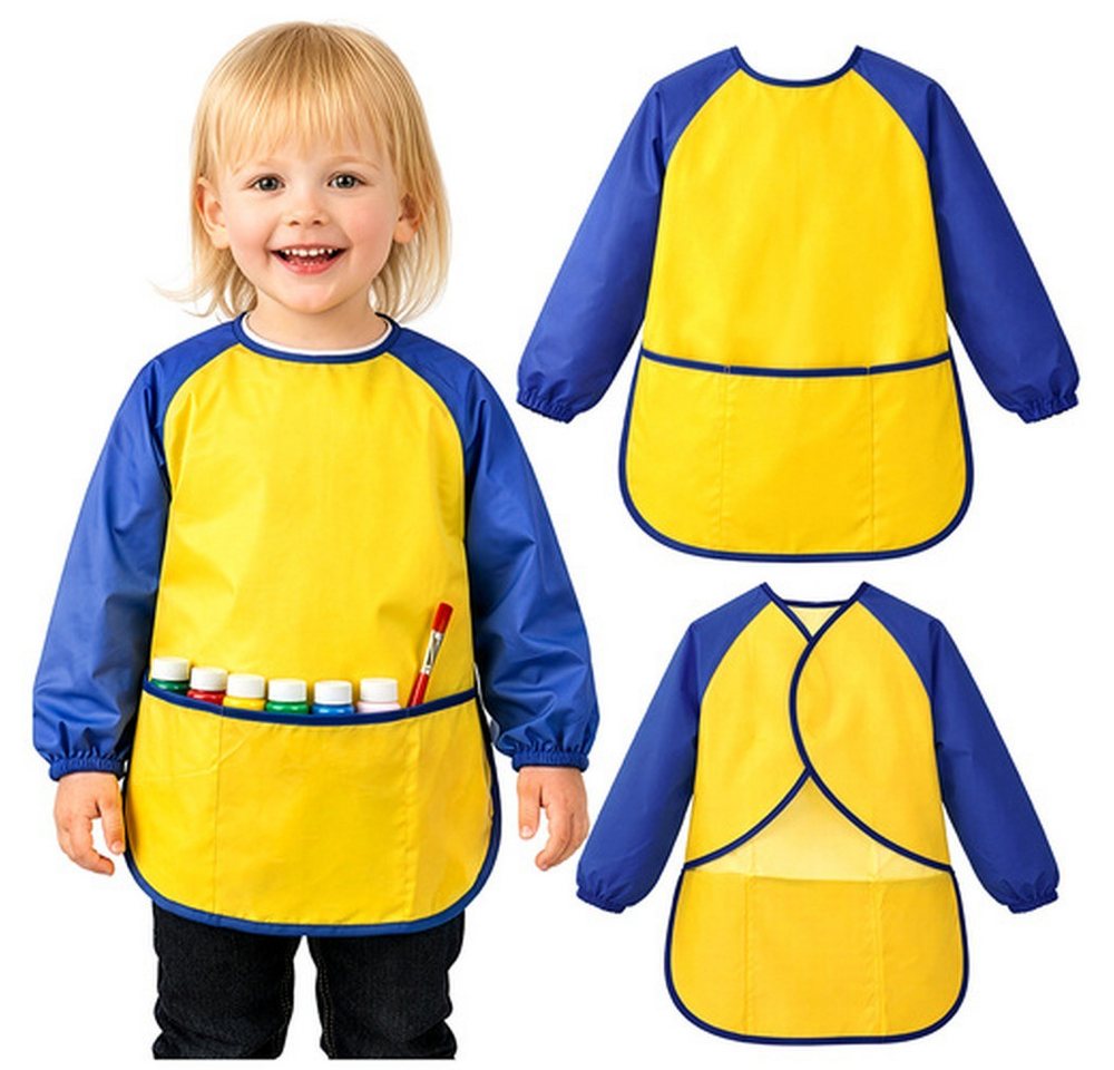 KRUZZEL Malschürze Kinderschürze Schutzschürze, (Spar-Set, 1-tlg., wasserdicht), Lockere, bequeme Passform ermöglicht freies Spielen