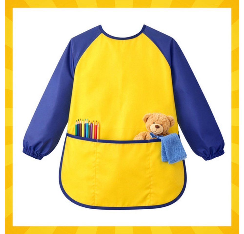 KRUZZEL Malschürze Kinderschürze Schutzschürze, (Spar-Set, 1-tlg., wasserdicht), Lockere, bequeme Passform ermöglicht freies Spielen Bild 2