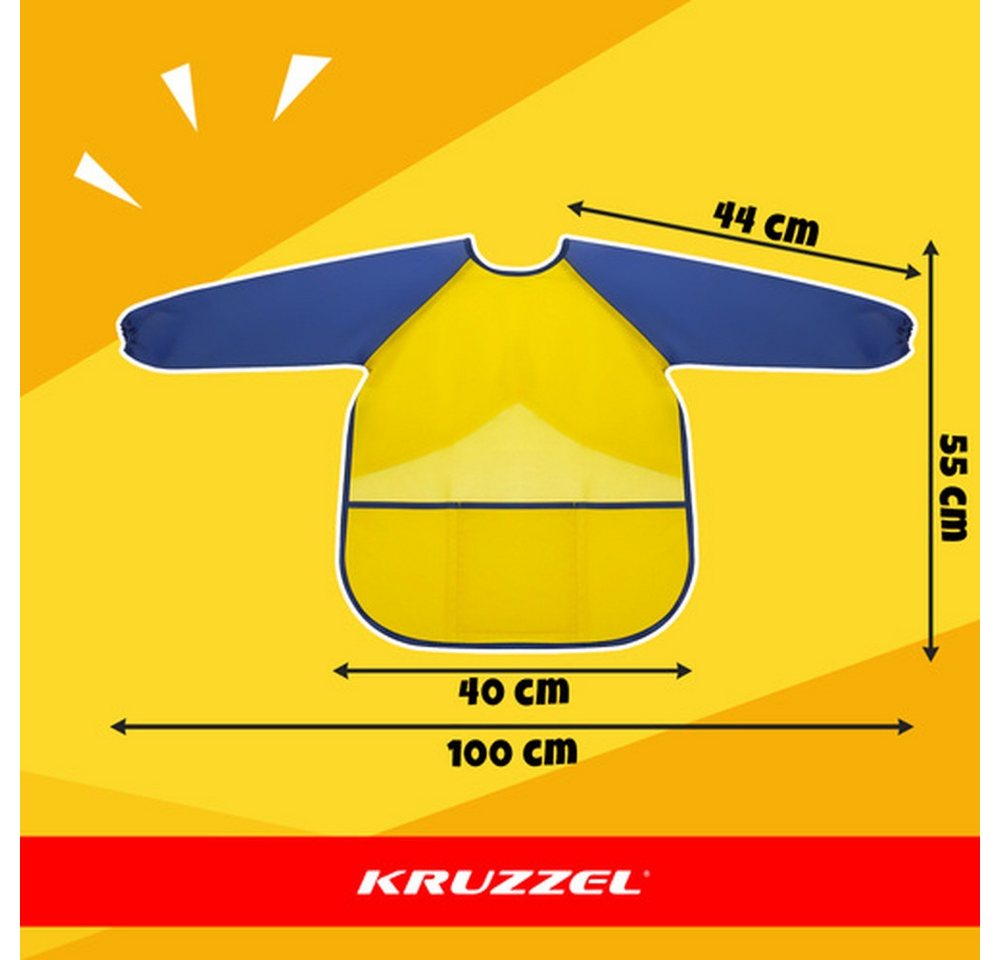 KRUZZEL Malschürze Kinderschürze Schutzschürze, (Spar-Set, 1-tlg., wasserdicht), Lockere, bequeme Passform ermöglicht freies Spielen Bild 3