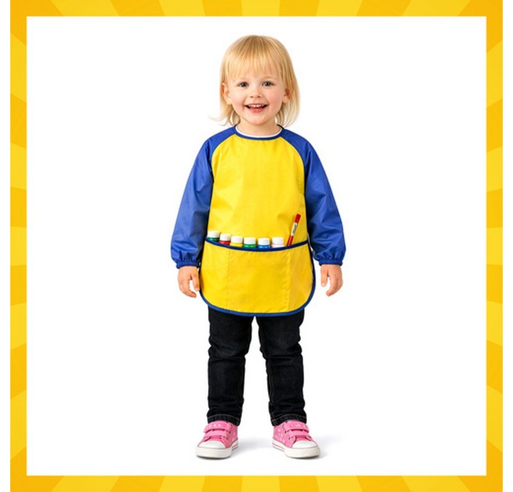 KRUZZEL Malschürze Kinderschürze Schutzschürze, (Spar-Set, 1-tlg., wasserdicht), Lockere, bequeme Passform ermöglicht freies Spielen Bild 5
